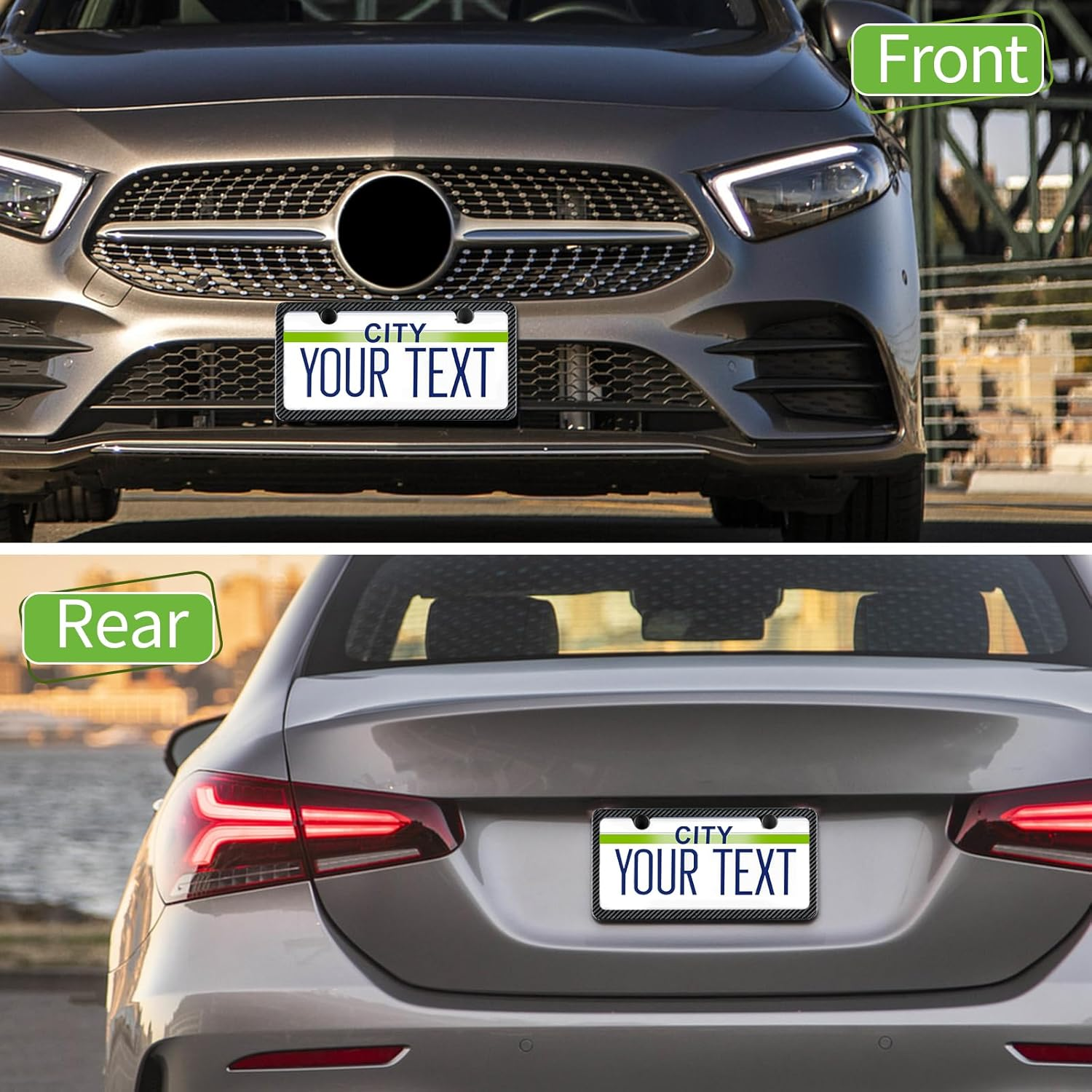 T-carbn Real Carbon Fiber License Plate Frame Fit for US CAN Cars, 2 Holes