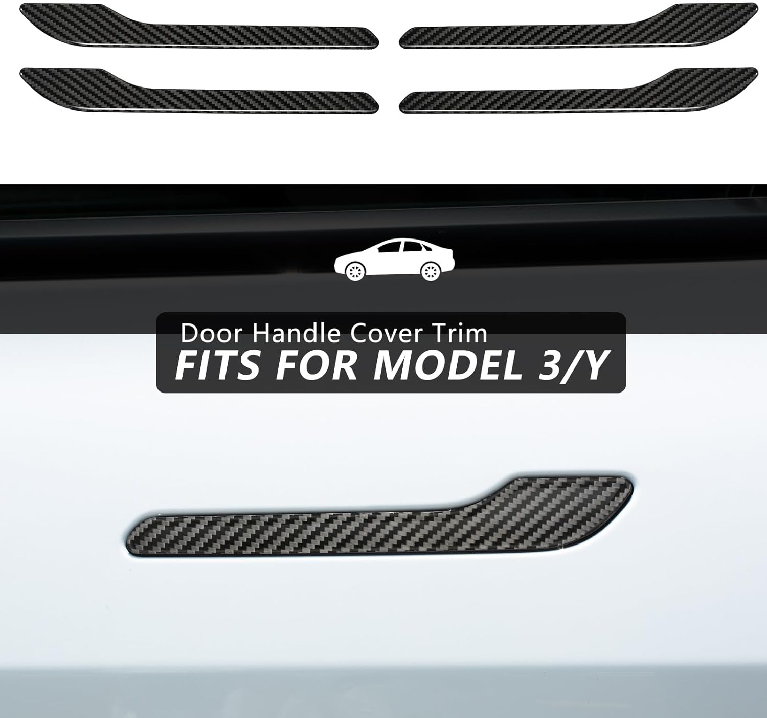 T-carbon Carbon Fiber Door Handle Cover Compatible with Tesla