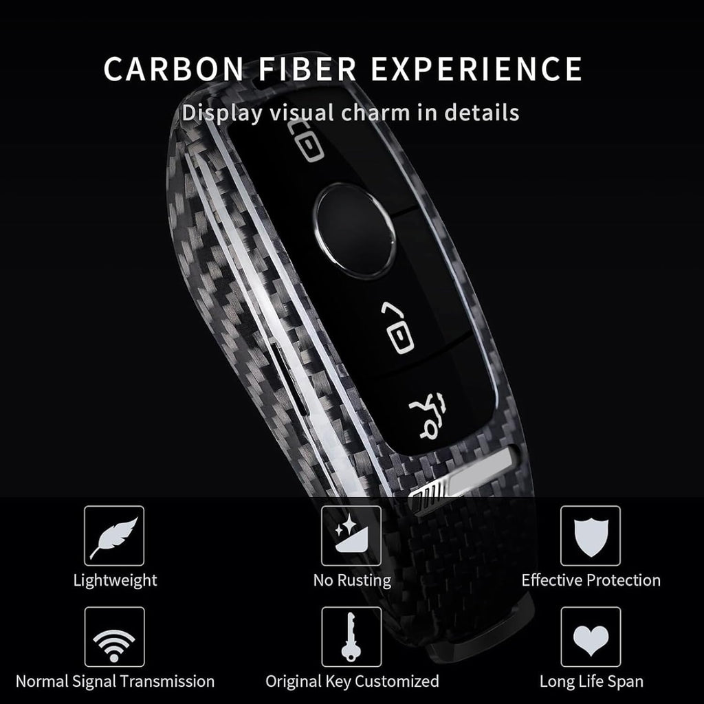 T-carbon Real Carbon Fiber Key Fob Cover Compatible with Mercedes Benz,