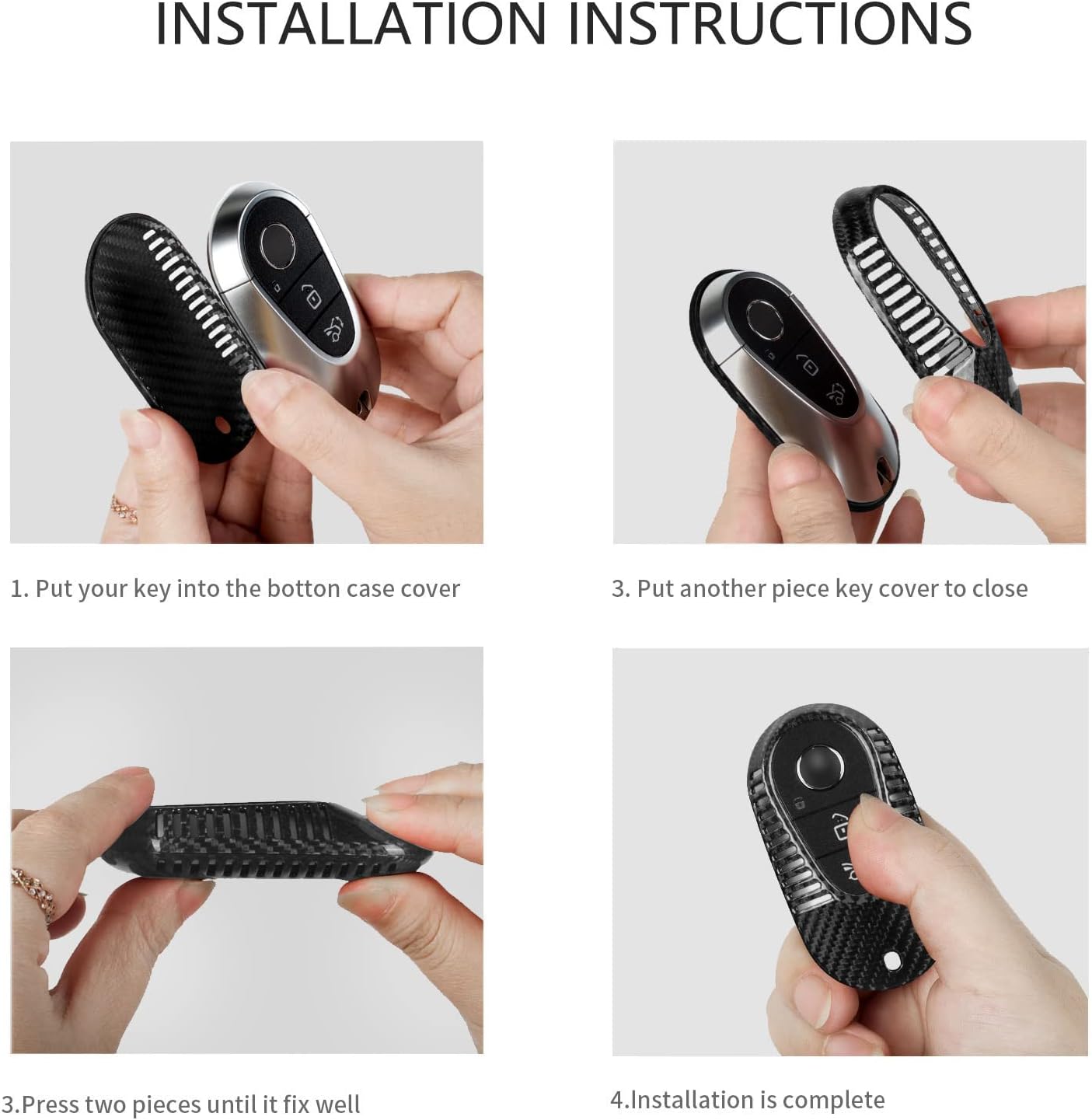 T-carbon Real Carbon Fiber Key Fob Cover Compatible with Mercedes Benz