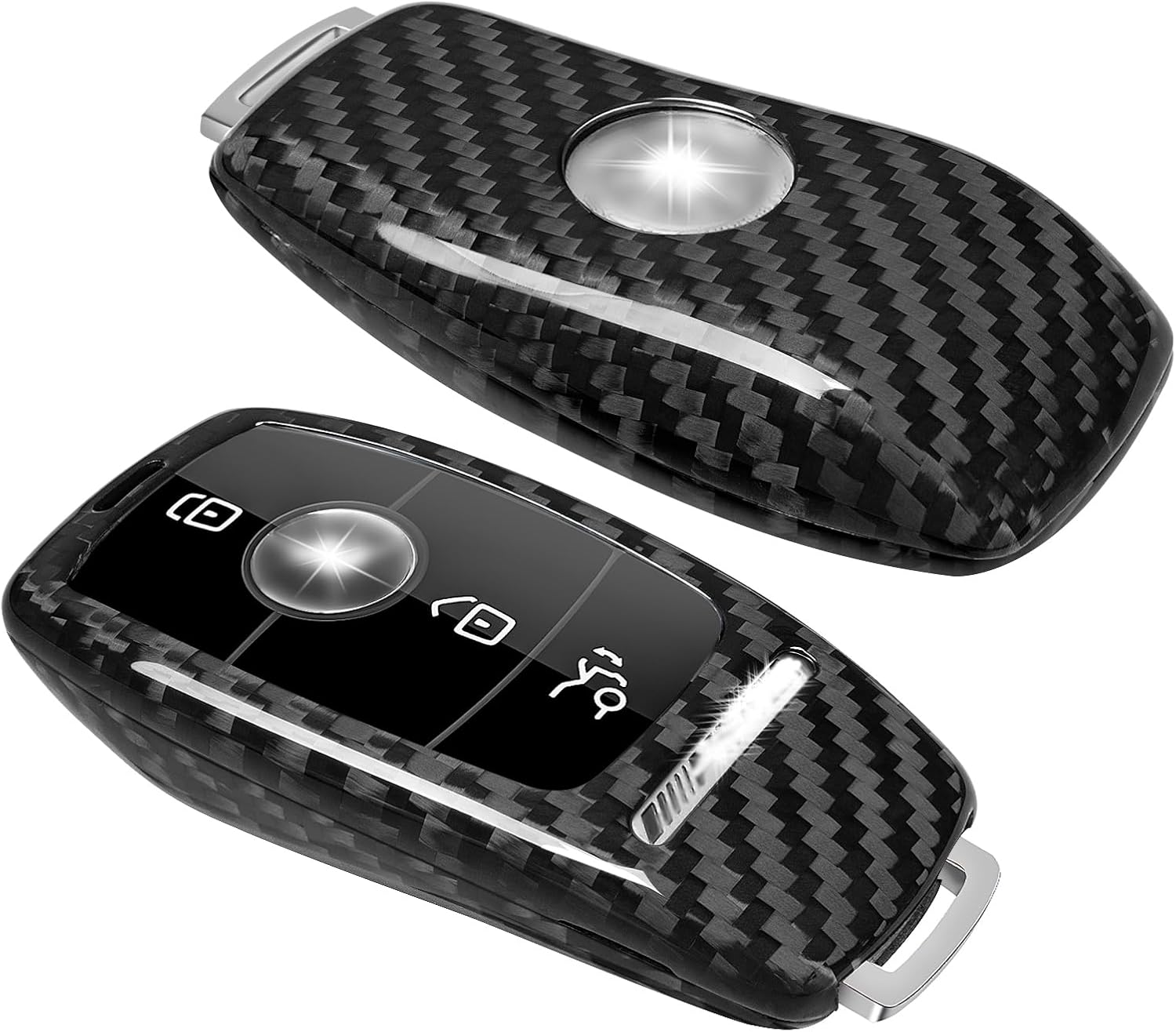T-carbon Real Carbon Fiber Key Fob Cover Compatible with Mercedes Benz,