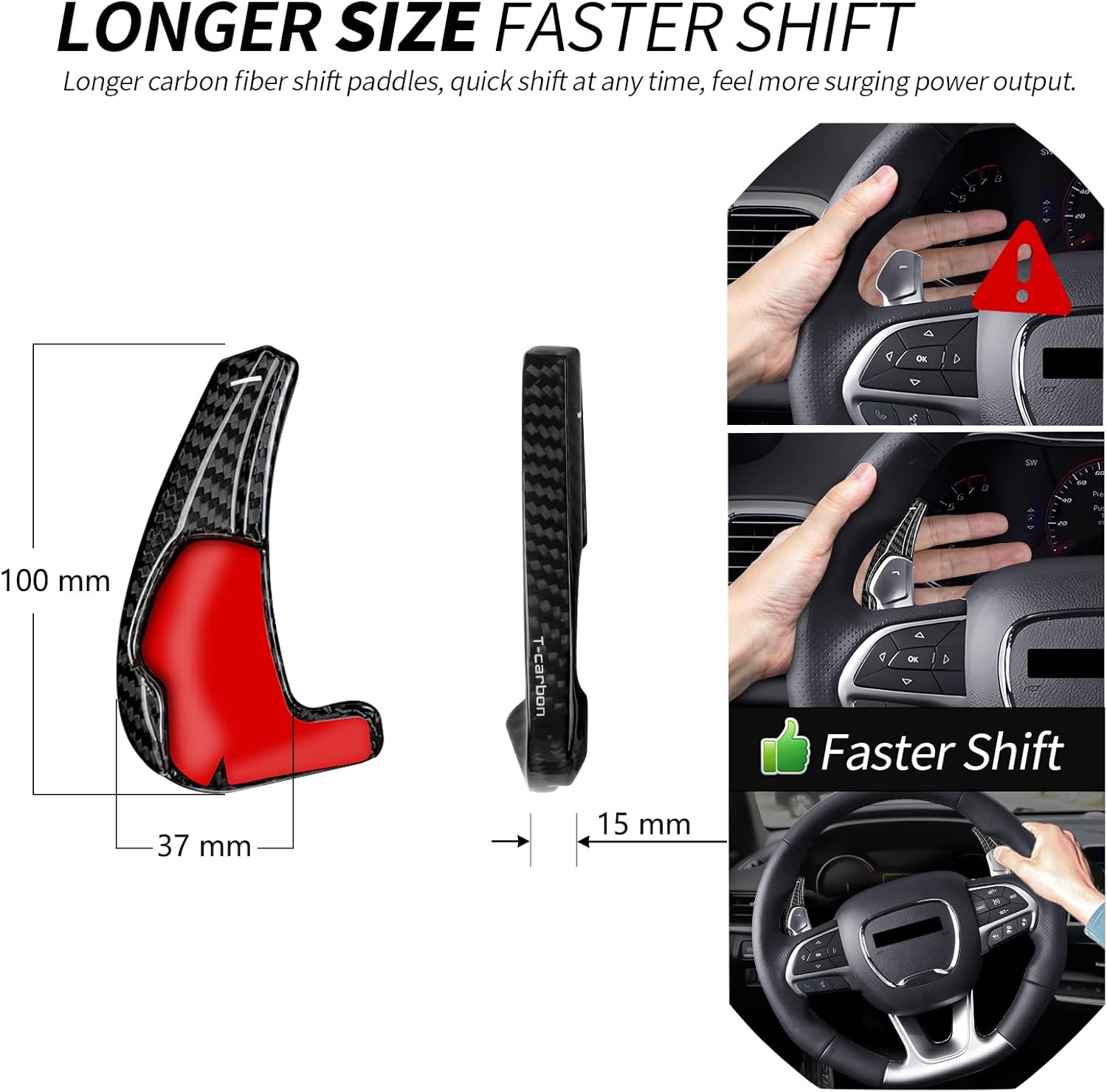 T-carbon Paddle Shifter For Dodge Durango Charger Challenger Hell Cat