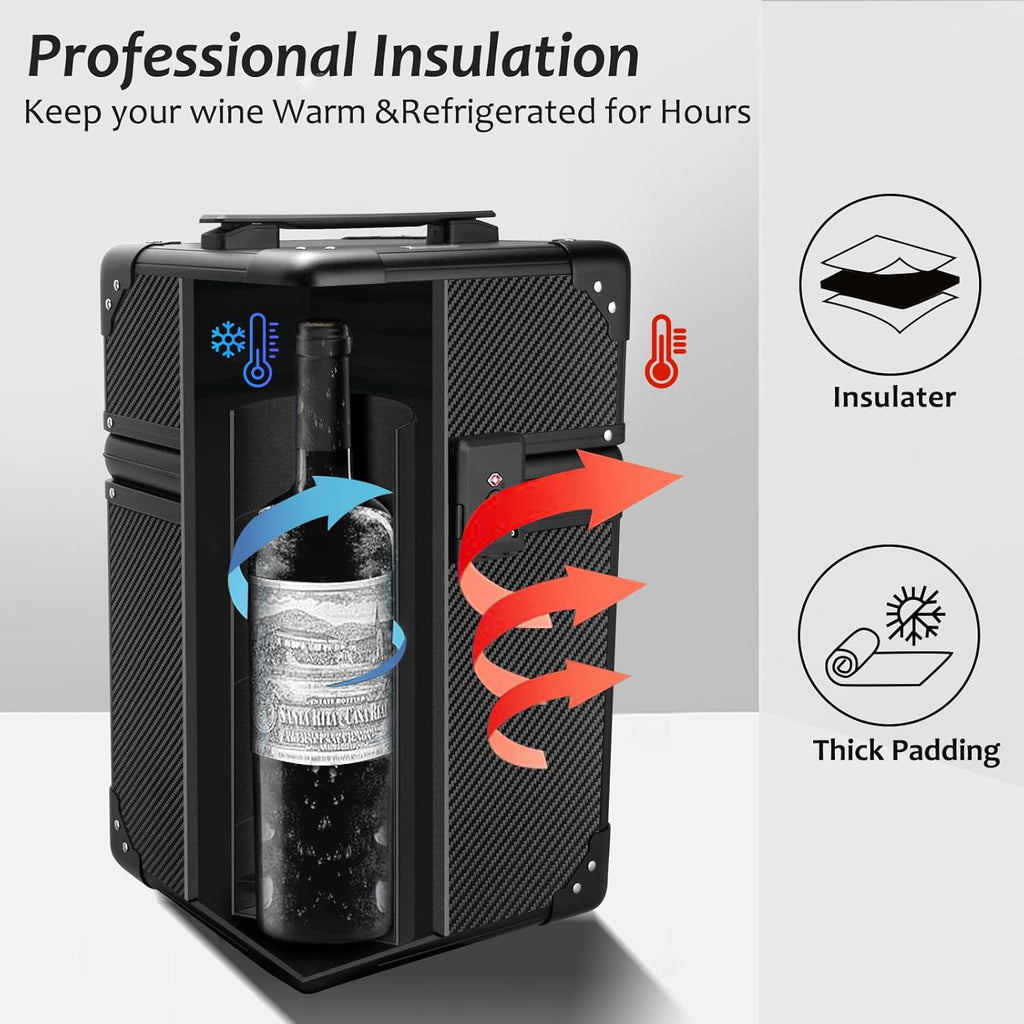 T-carbon 4 Bottles Real Carbon Fiber Portable Wine Bottle Protector