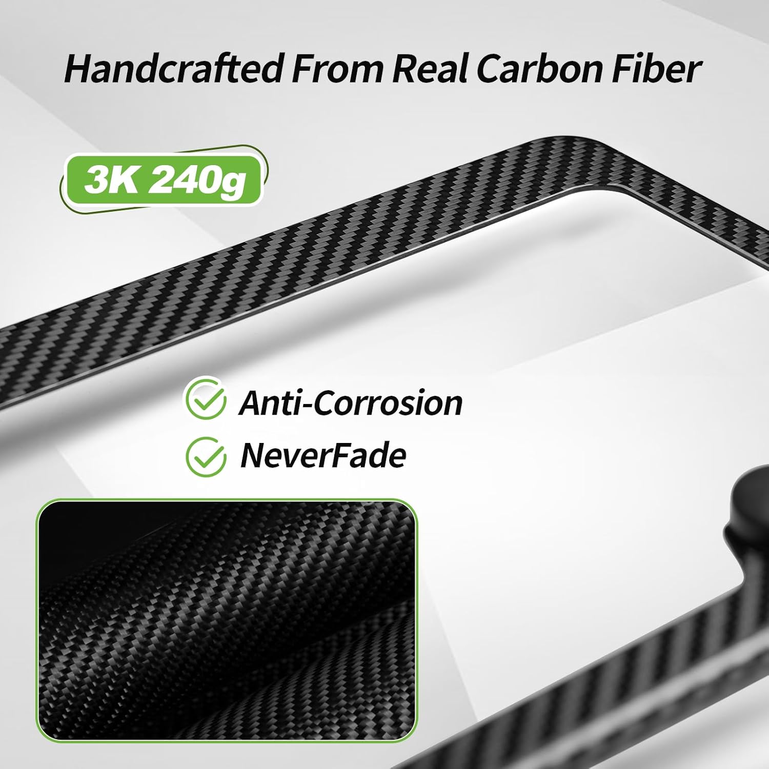 T-carbon Real Carbon Fiber License Plate Frame Fit for US CAN Cars, 2 Holes