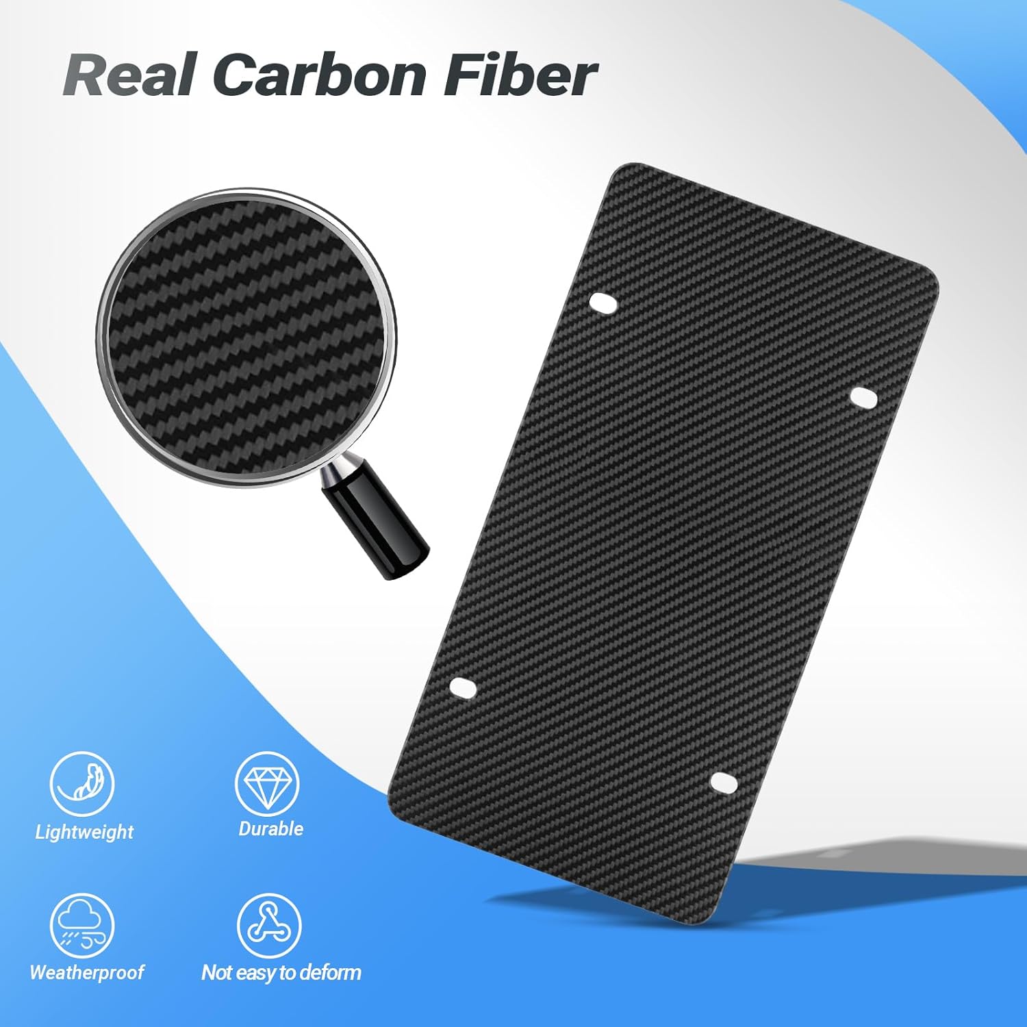 T-carbon Carbon Fiber Reinforce Backing Plate for License Plate Fits US Canada Standard Plates-Matte Black