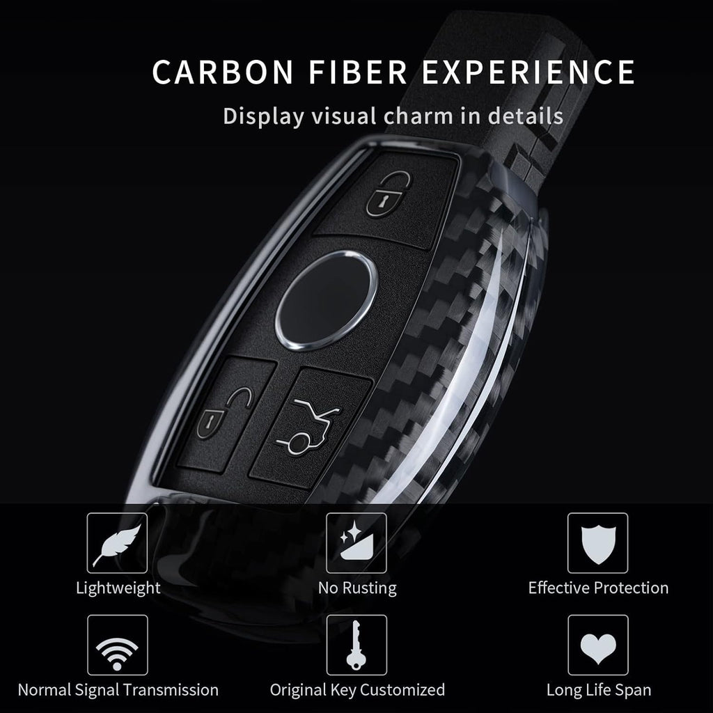 T-carbon Real Carbon Fiber Key Fob Cover Compatible with Mercedes Benz
