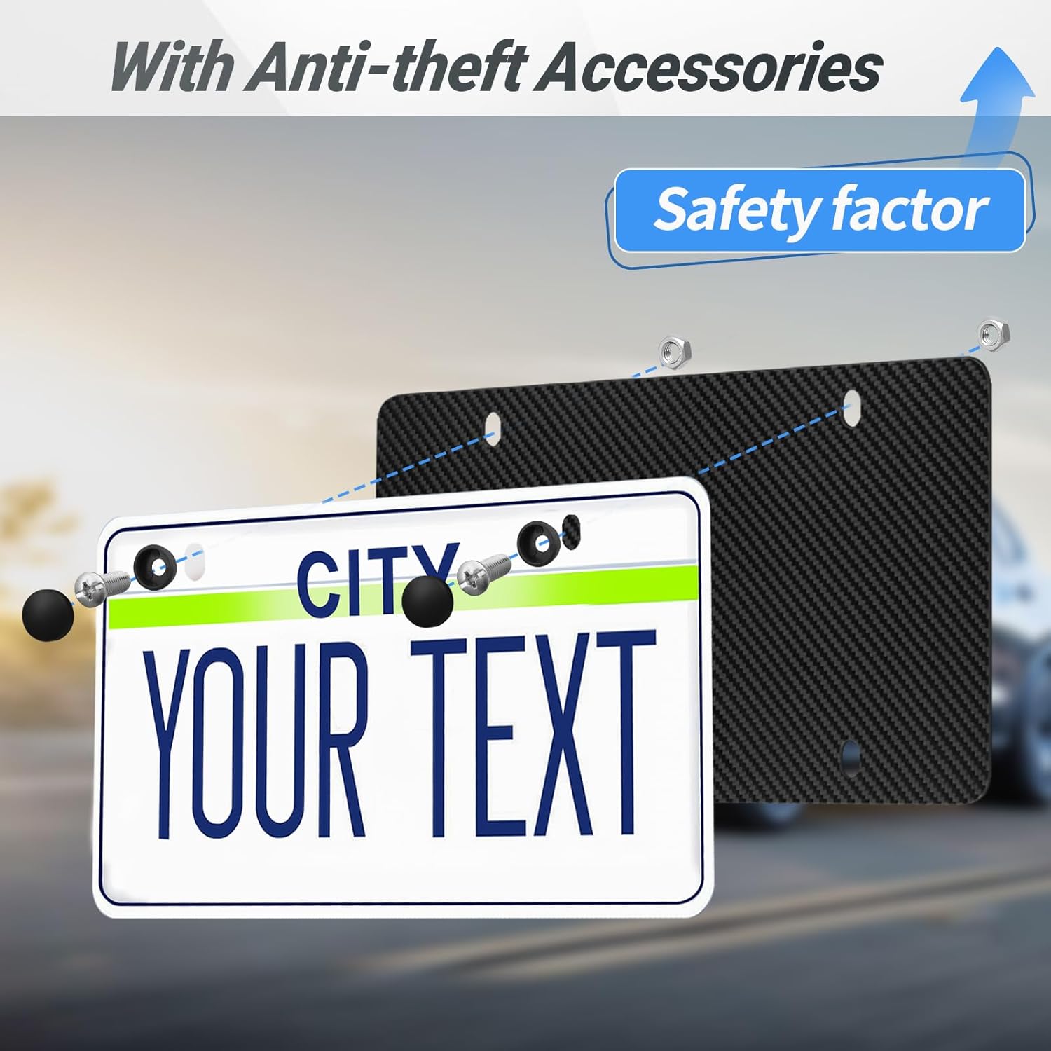 T-carbon Carbon Fiber Reinforce Backing Plate for License Plate Fits US Canada Standard Plates-Matte Black