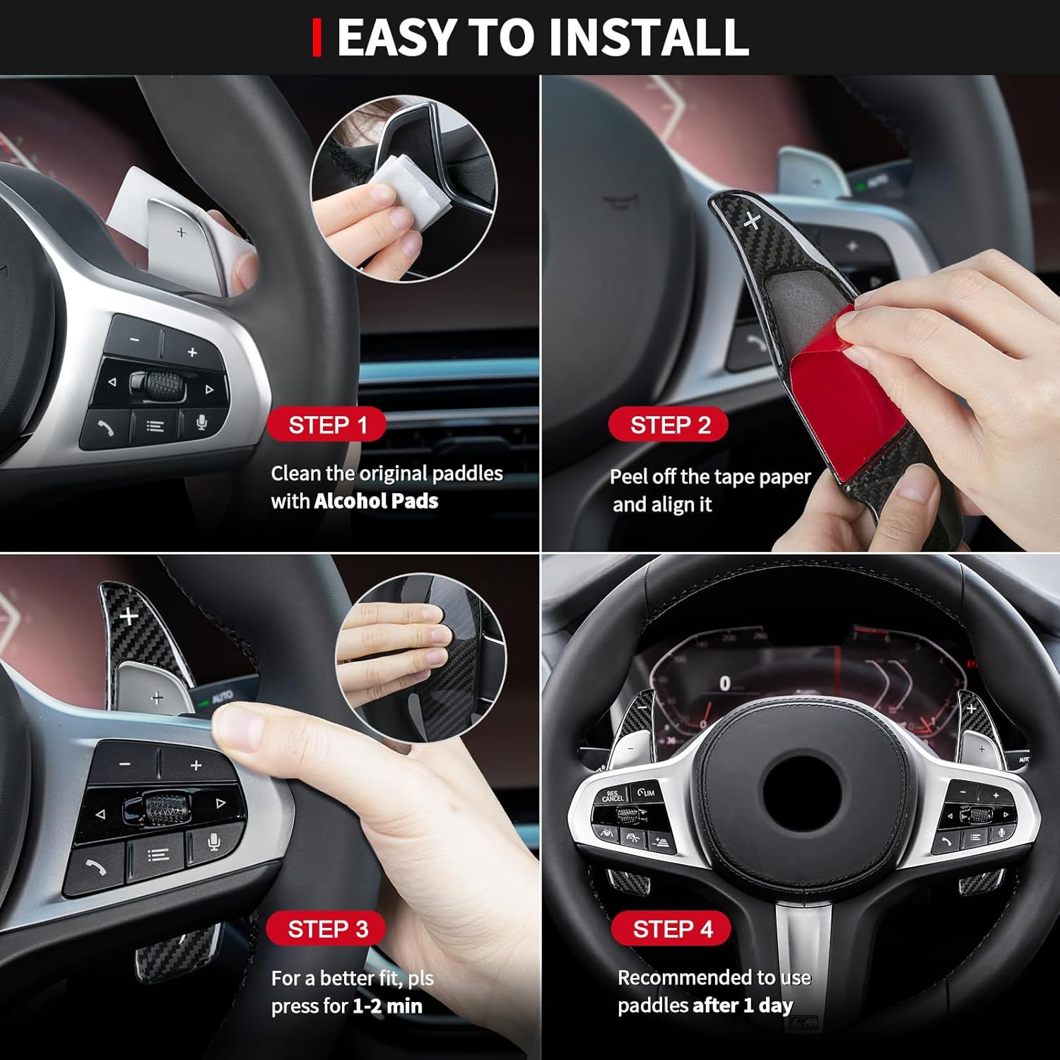T-carbon Carbon Fiber Paddle Shifter Extension Fits for BMW 2 3 4 5 6GT 7 8 Series