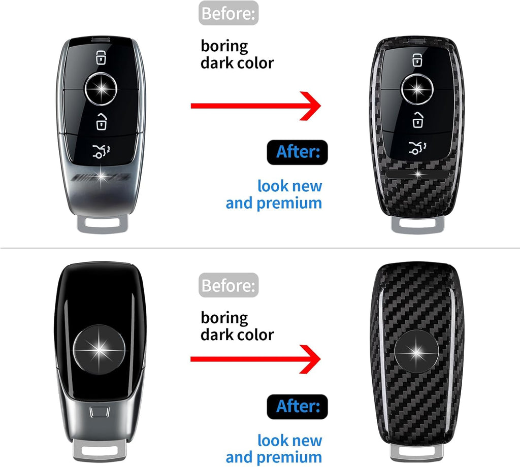 T-carbon Real Carbon Fiber Key Fob Cover Compatible with Mercedes Benz,