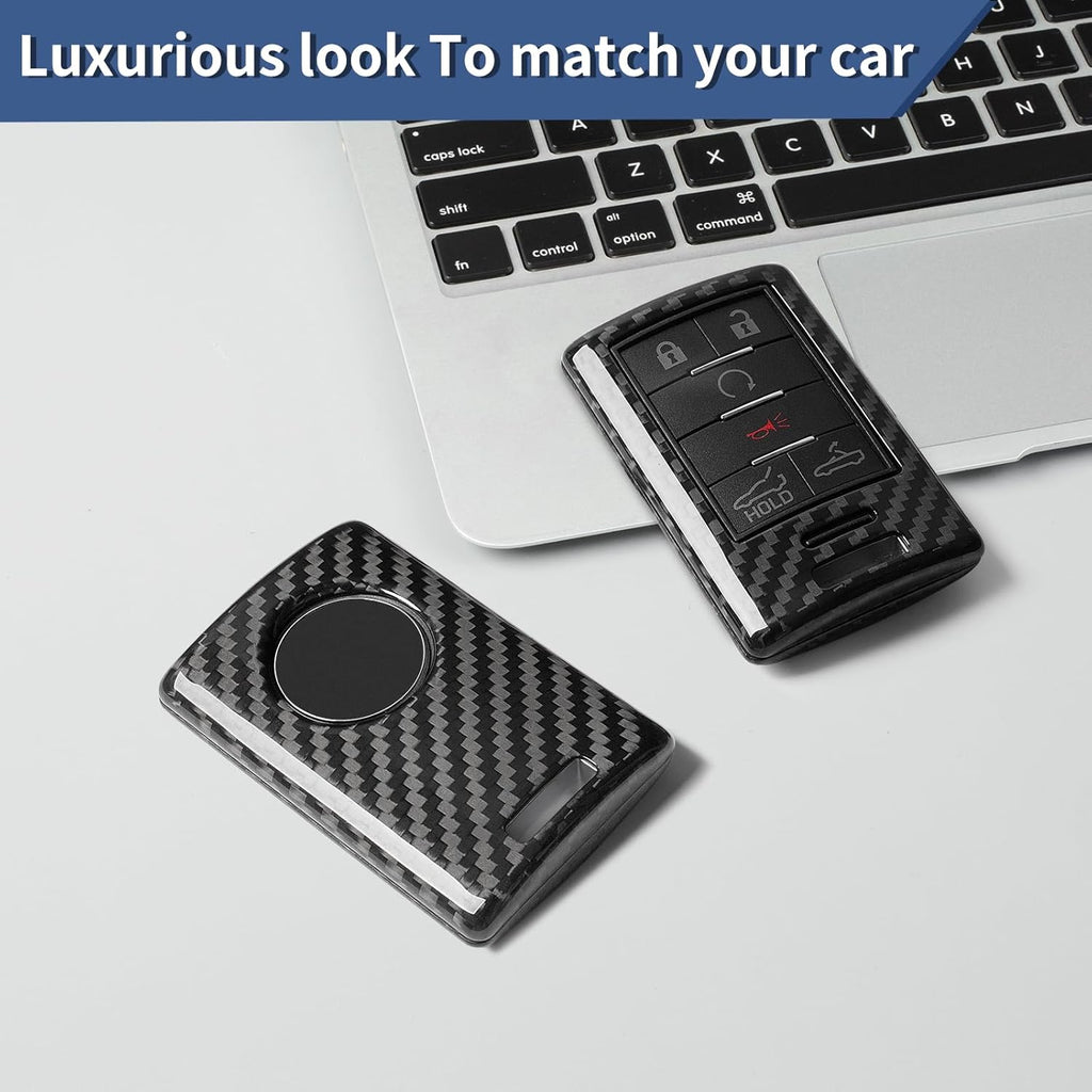 T-carbon Real Carbon Fiber Key Fob Cover Compatible with Corvette C7 Cadillac