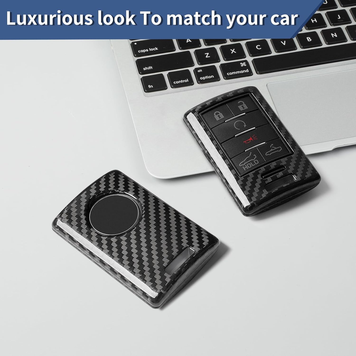 T-carbon Real Carbon Fiber Key Fob Cover Compatible with Corvette C7 Cadillac