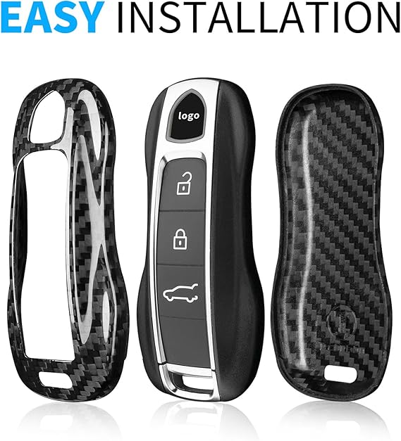 T-carbon Carbon Fiber Key Fob Cover Fits for Porsche Cayenne 918 Panamera 2018-2024