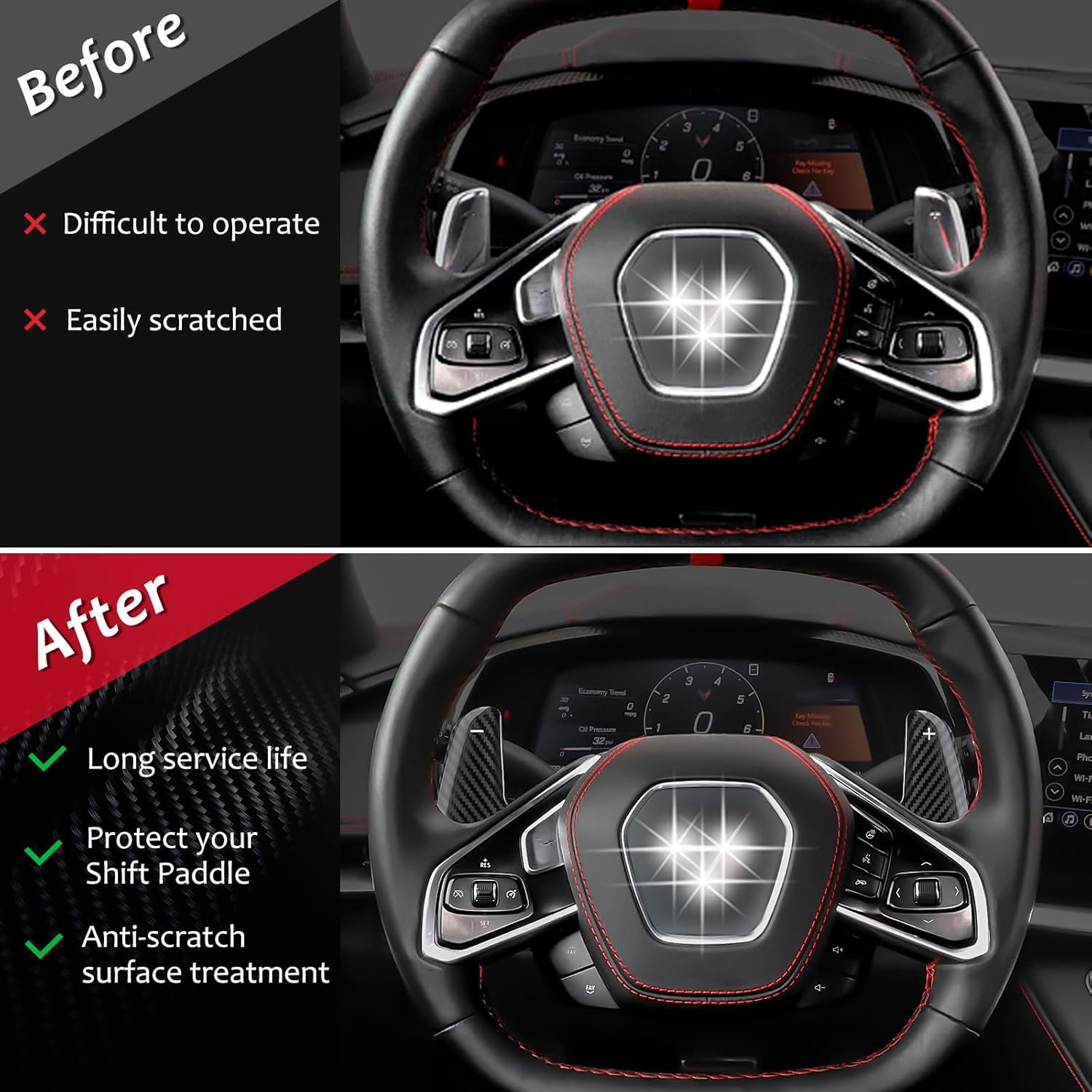 T-carbon Replacement Paddle Shifter Compatible with Corvette C8