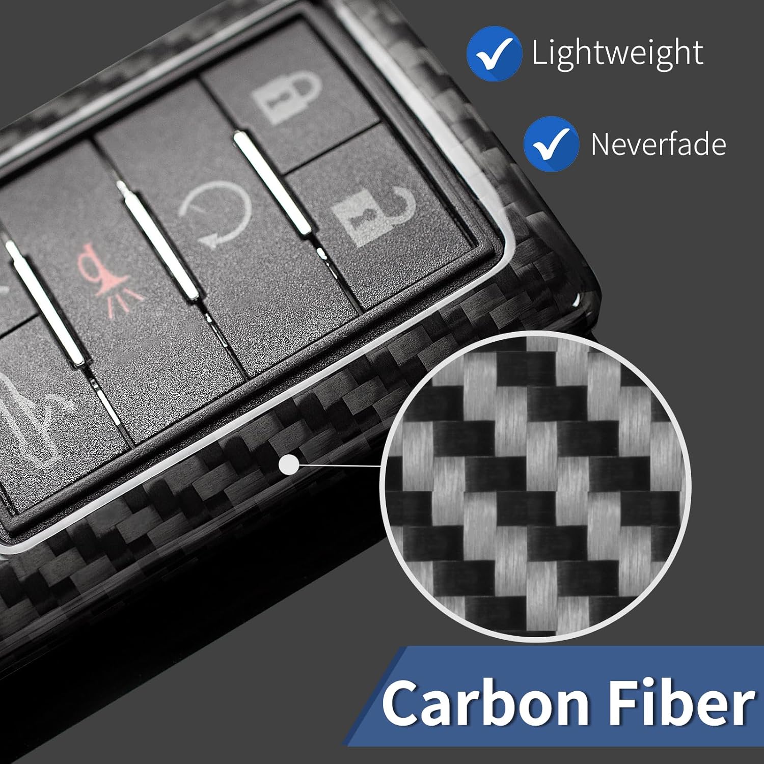 T-carbon Real Carbon Fiber Key Fob Cover Compatible with Corvette C7 Cadillac