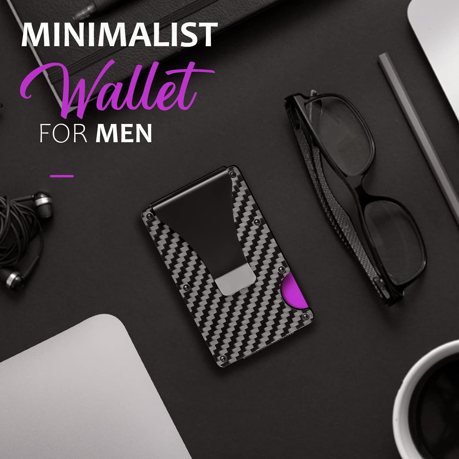 T-carbon Carbon Fiber RFID Signal Blocking Money Clip Wallet